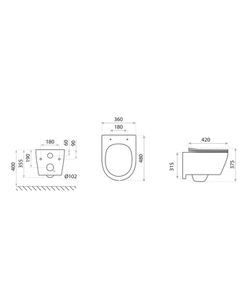 Miska wisząca WC z Deską Praia Black