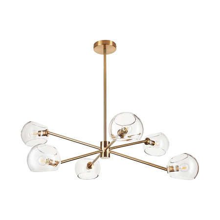 Lampa wisząca COSMIC-6 75 cm - złoty stelaż, transparentne klosze