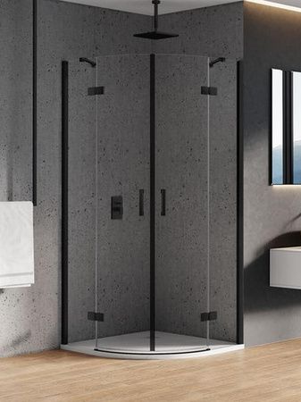 KABINA NEW MERANA BLACK PÓŁOKRĄGŁA U 90x90x195 CZYSTE 6mm ACTIVE SHIELD