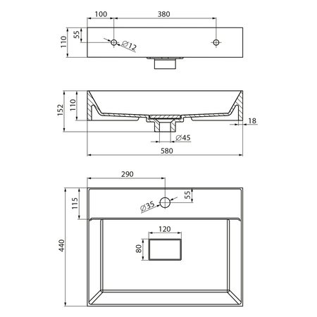 GODIVA umywalka kompozytowa, 58x44cm, biały