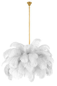 MOOSEE lampa wisząca TIFFANY 135 biała    mosiądz / naturalne pióra