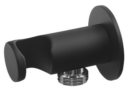 Przyłącze kątowe z uchwytem prysznica, czarny mat