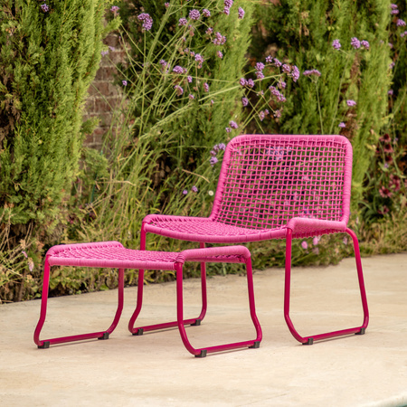Sassano Lounge Chair with Footstool Pink