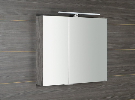 MIRRÓ szafka z lustrem z oświetleniem LED, 80x70x16cm, dąb srebrny