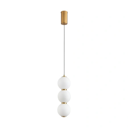 Lampa wisząca PERLA LED 12 cm - złoty akcent z trzema białymi kloszami
