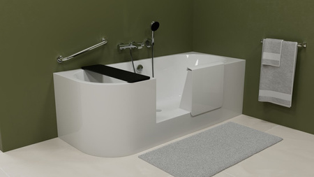 PORTAS R asymetryczna wanna z drzwiami, 180x75x60cm, biały