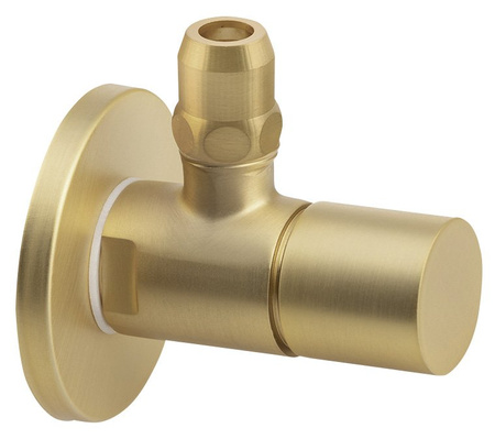 Zawór kątowy z nakrętką, okrągły,  1/2"x 3/8", złoto mat