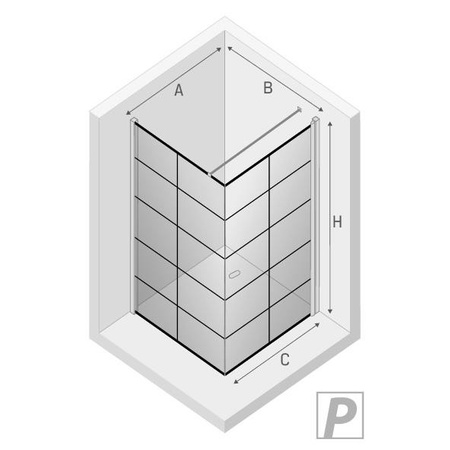 KABINA NEW SOLEO BLACK KWADRATOWA P 90x90x195 KRATKA - CZYSTE 6mm ACTIVE SHIELD