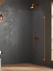 Kabina prysznicowa OXIA COPPER BRUSHED- walk-in 50x200 szkło czyste 8mm Active Shield 2.0