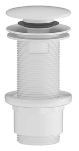 Odpływ umywalkowy 5/4”, klik-klak, duży korek, 10-80mm, ABS/biały mat