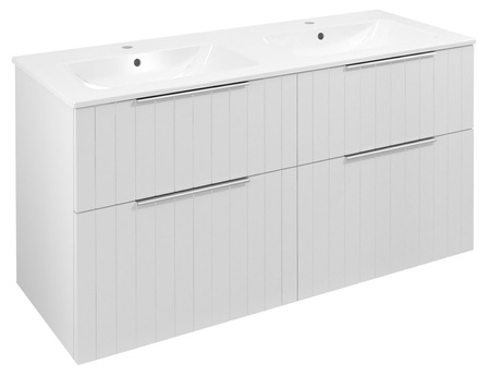 CIRASA szafka umywalkowa z podwójną umywalką 121x66x46cm, biały mat strip