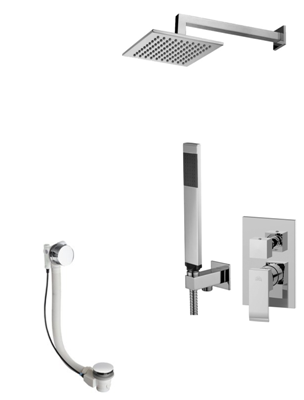 Zestaw wannowy podtynkowy z napełnieniem przez przelew L-400mm 30x30cm SLIM-Paffoni/kolekcja Level