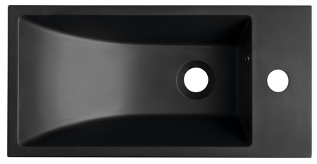 ARIANA umywalka kompozytowa 50x25cm, bateria po prawej stronie, czarny mat
