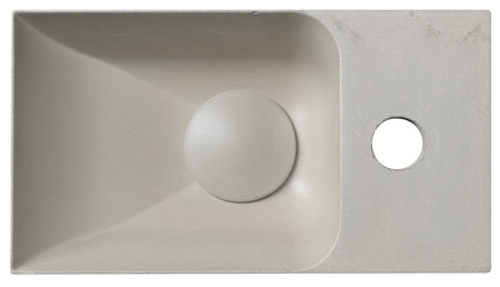 PICCOLINO umywalka betonowa, 30,8x17cm, bateria z prawej strony, piaskowy mat