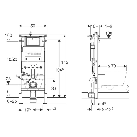 GEBERIT DUOFIX spłuczka podtynkowa Sigma 12cm, zabudowa lekka