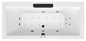 CASCATA wanna z hydromasażem, 185x85x45cm, kaskada czarna, Active Hydro-Air, chrom