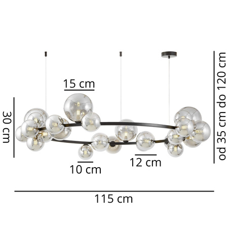 NOWOCZESNA LAMPA WISZĄCA CZARNO-DYMIONY MERIDO W24