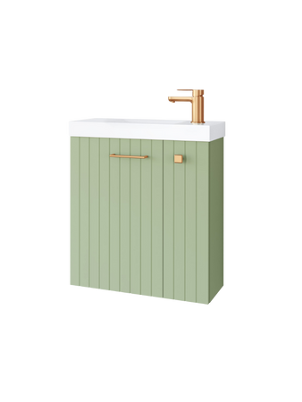 Szafka łazienkowa wisząca z umywalką 55 cm szałwia mat uchwyt miedź NOOK 010-SU55-06+TR41366