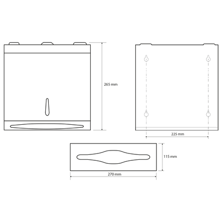 Zasobnik na ręczniki papierowe 270x265x115mm, stal nierdzewna mat