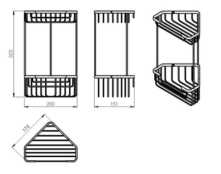 SMART podwójna półka narożna 200x325x151mm