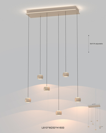 7039-613 Lampa wisząca szóstka QUIBERON kaszmirowa - piaskowa