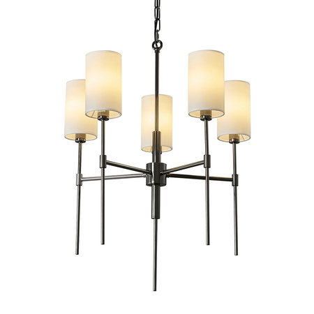 Lampa wisząca DARLING 60 cm - żyrandol czarny połysk z białym abażurem
