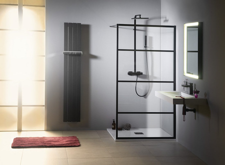 CURE BLACK walk-in, 1000 mm, szkło czyste