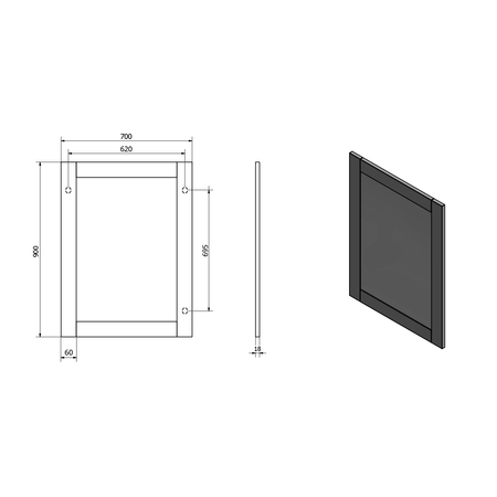 FAVOLO lustro w ramie 70x90cm, biały mat