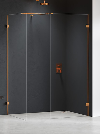 Kabina prysznicowa EVENTA COPPER BRUSHED WALK-IN U 120x80x200 szkło czyste 8mm Active Shield 2.0