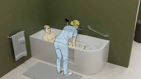 PORTAS L asymetryczna wanna z drzwiami, 180x75x60cm, biały