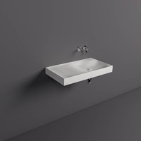 REMAL Umywalka podwieszana & nablatowa 81 x 46 cm L blat z lewej strony MICA WHITE