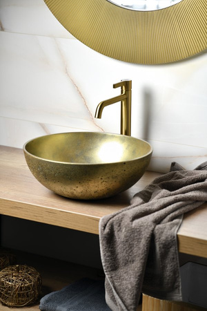 ICONIC bateria umywalkowa, wysoka, złoto mat