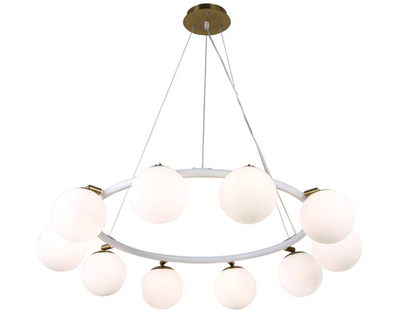 NOWOCZESNA LAMPA WISZĄCA BIAŁO-MOSIĘŻNA MODICA W10