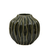 Organic Ribbed Vase Olive 180x180x170mm