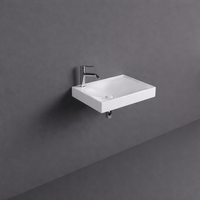 REMAL Umywalka podwieszana & nablatowa 61 x 46 cm R blat z prawej strony z otworem na baterię Biały połysk