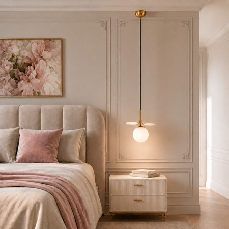 Lampa wisząca CHIC-1, 20 cm - biało złota nowoczesna lampa do salonu