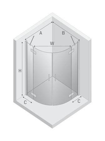 NZ2 Kabina NESTA GUNMETAL BRUSHED 2D półokrągła  80x80x200 czyste 6mm Active Shield 2.0