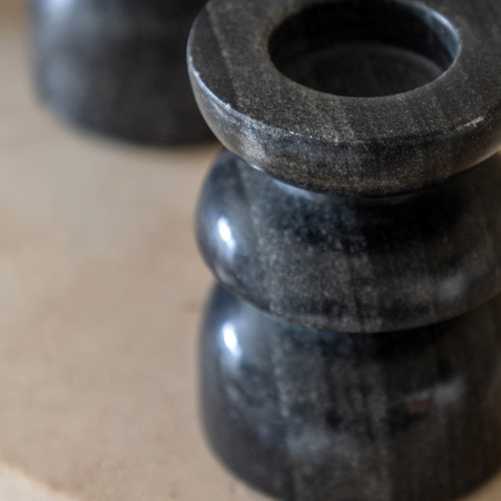 Azuaga Marble Candlestick Grey S/2 100/150mm