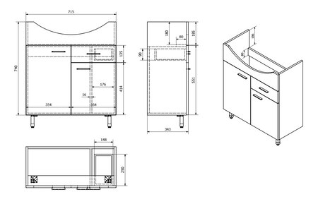 ZOJA szafka umywalkowa 71,5x74x34cm, dąb platin