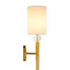 Lampa ścienna DAMA 92 cm-  złoty kinkiet z białym abażurem