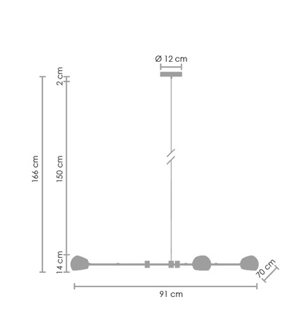 Lampa wisząca ASTRONOMY-3, 175 cm - czarna