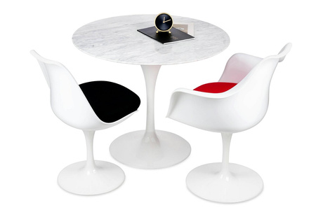 Stół TULIP MARBLE 90 CARRARA biały -      marmur, metal