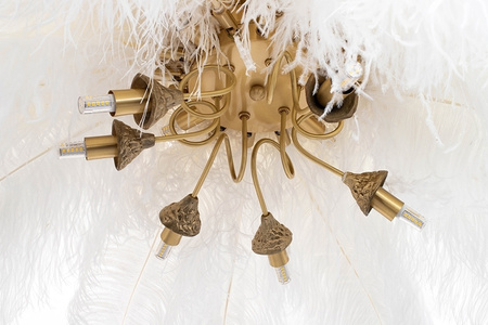 MOOSEE lampa wisząca TIFFANY 135 biała    mosiądz / naturalne pióra