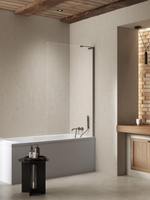 Parawan nawannowy NESTA GUNMETAL BRUSHED stały U 80x140 szkło czyste 8mm Active Shield 2.0 - WSPORNIK KĄTOWY