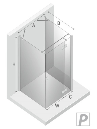 KABINA REFLEXA BLACK PROSTOKĄTNA PRZYŚCIENNA L 90x80x200 CZYSTE 6mm ACTIVE SHIELD