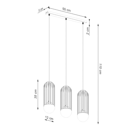 Lampa wisząca BRINA 3L czarna