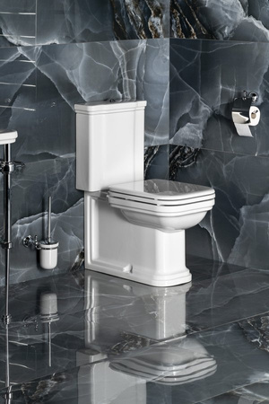 WALDORF kompakt WC, odpływ poziomy/pionowy, biały-chrom