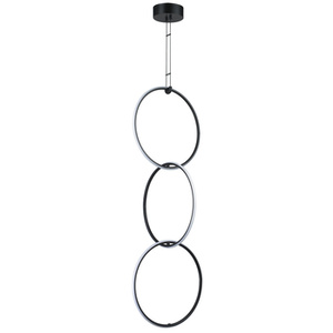 Lampa wisząca COCO 3, 40 cm - LED, czarny minimalistyczny potrójny  ring