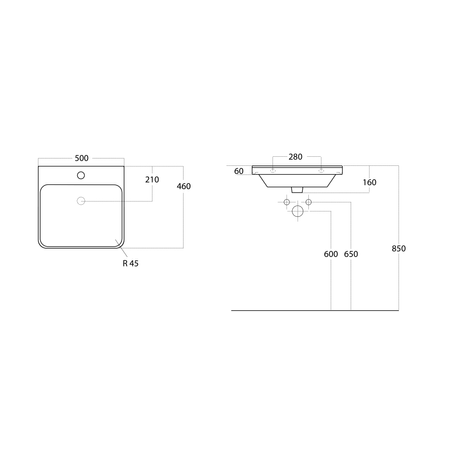 THALIE 50 umywalka meblowa 50x46cm, biała