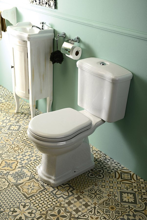 RETRO kompakt WC, odpływ poziomy, biały-chrom